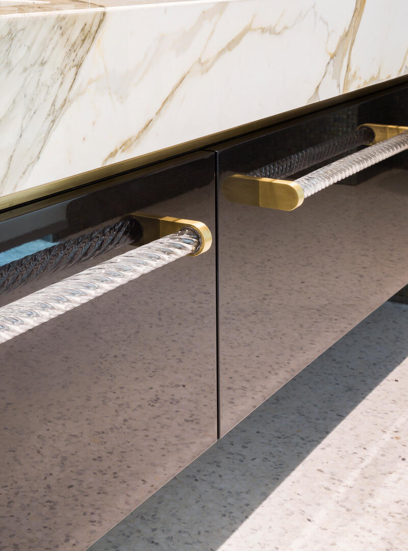 Adair Handles with structure finished in burnished brass