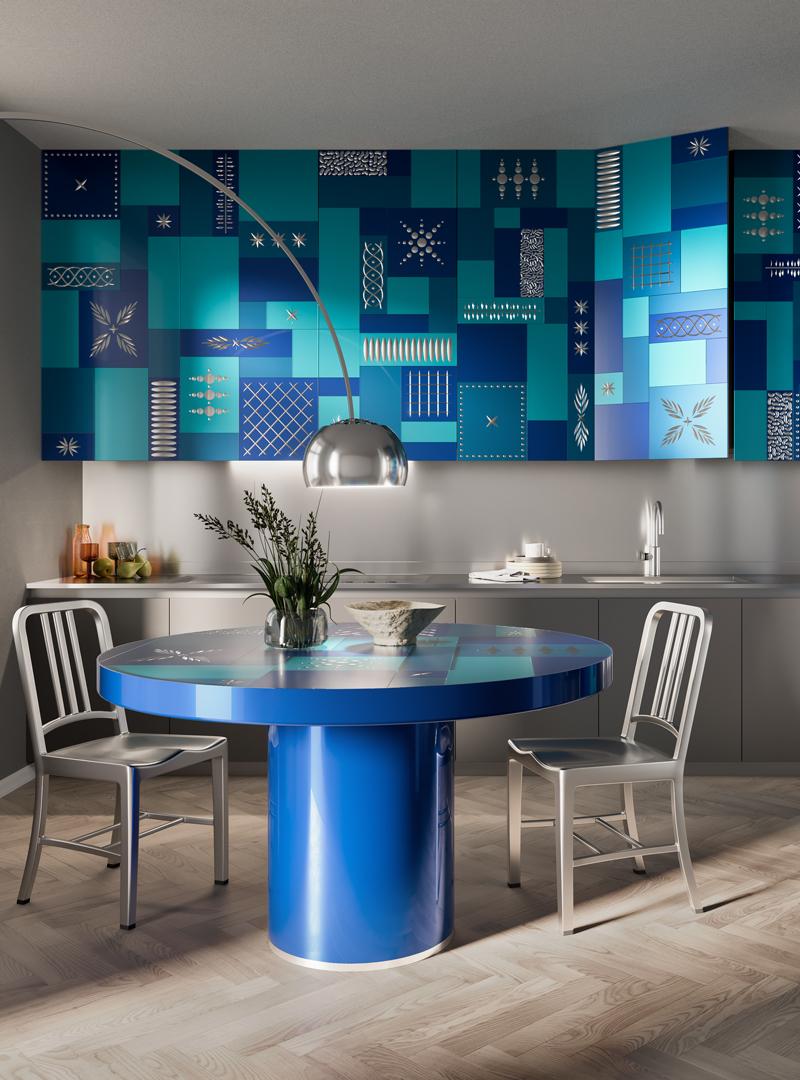 Fashionable kitchen with the Rotella table